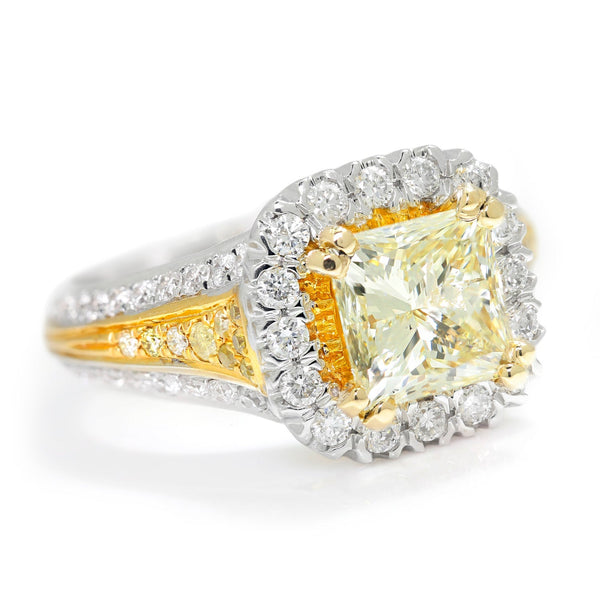 2.01CT Princess Diamond Ring with Accents 18K Two-Tone Gold - Image 3