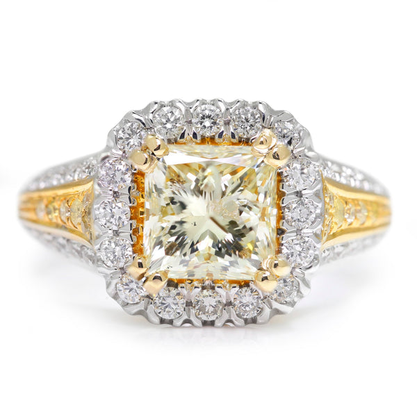 2.01CT Princess Diamond Ring with Accents 18K Two-Tone Gold - Image 2