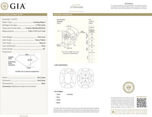 Once Upon A Diamond Engagement Ring White & Yellow Gold GIA Certified 5.03-Carat Fancy Yellow SI1 Diamond Ring with Accents 18K