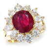 Once Upon A Diamond Engagement Ring White & Yellow Gold GIA Certified Ruby Halo Ring with Diamonds 18K Gold 6.57ctw