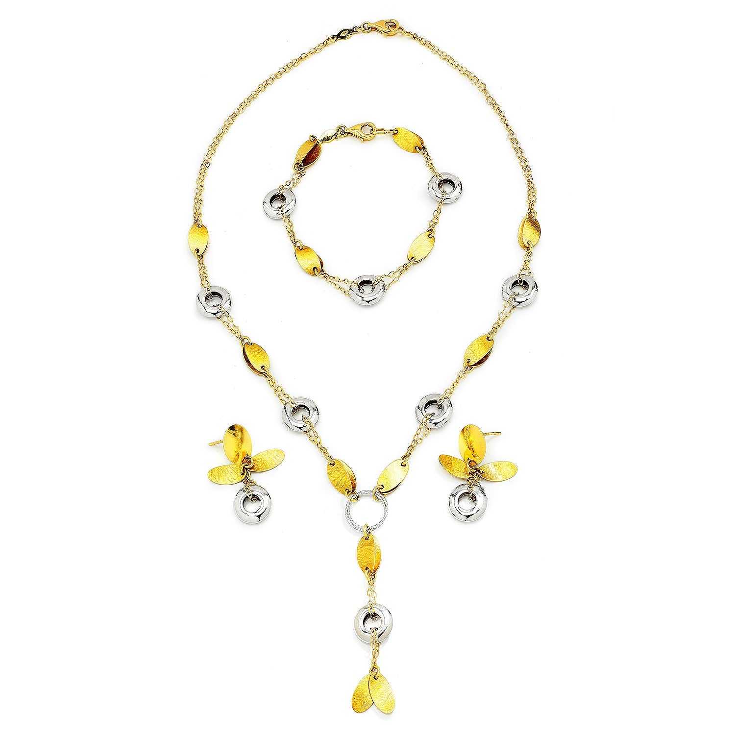 Once Upon A Diamond Jewelry Set White & Yellow Gold 18K White & Yellow Gold Earring, Bracelet & Necklace Set