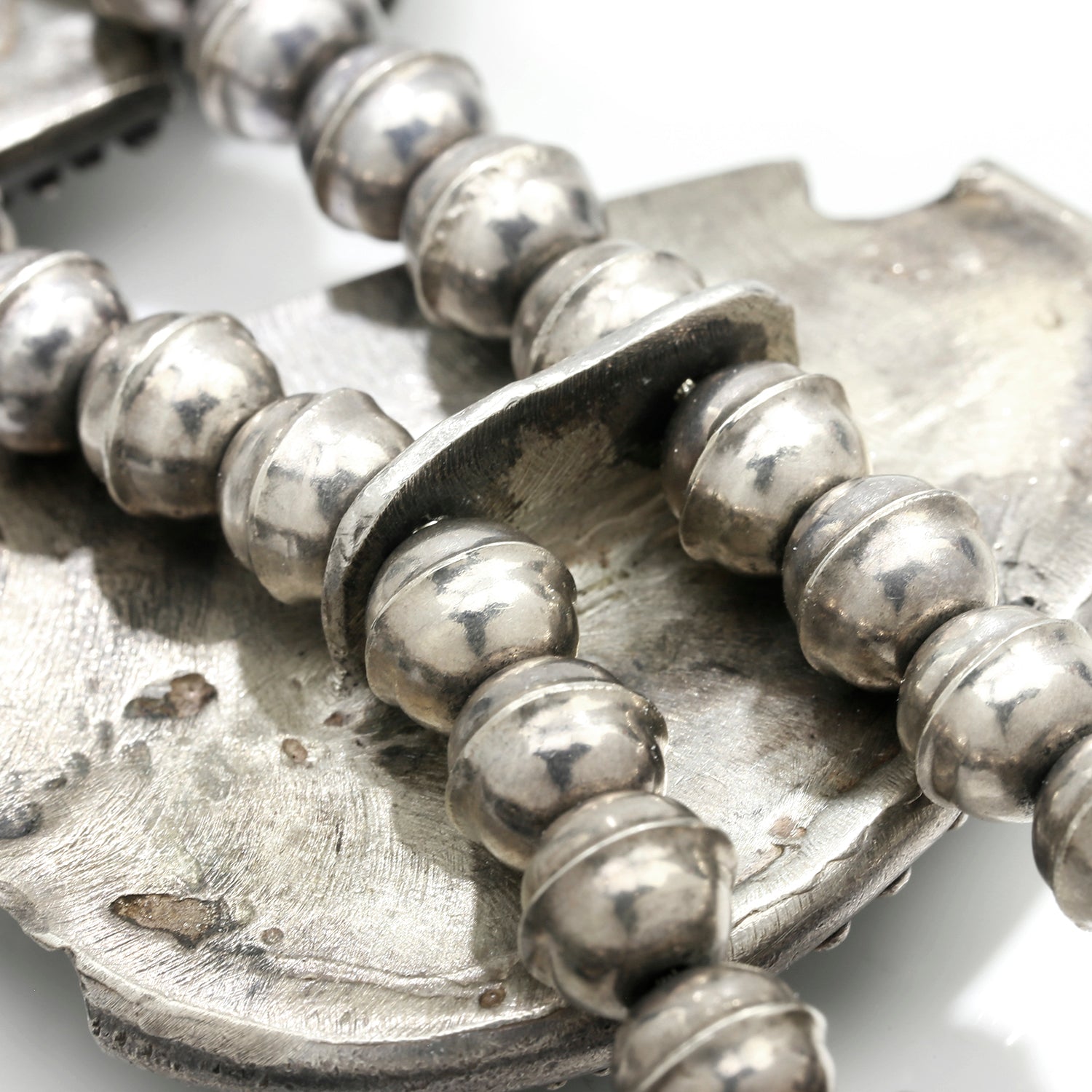 Once Upon A Diamond Necklace Sterling Silver Navajo Squash Blossom Turquoise Pendant Necklace 26" Sterling Silver