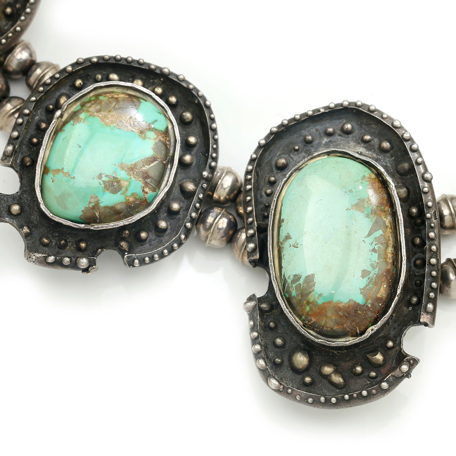 Once Upon A Diamond Necklace Sterling Silver Navajo Squash Blossom Turquoise Pendant Necklace 26" Sterling Silver