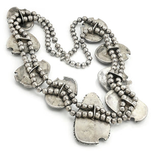 Once Upon A Diamond Necklace Sterling Silver Navajo Squash Blossom Turquoise Pendant Necklace 26" Sterling Silver