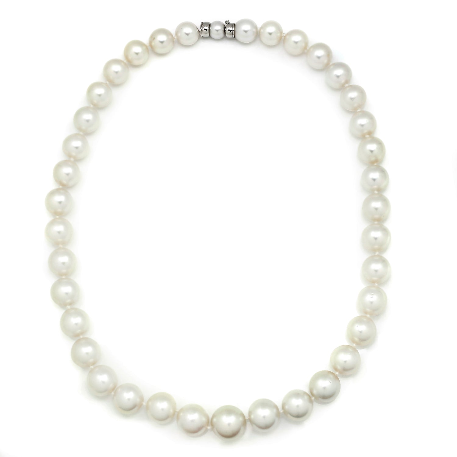 Once Upon A Diamond Necklace White Gold South Sea Pearl Graduated Necklace 10-14MM 18K White Gold 19"