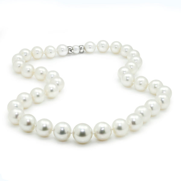South Sea Pearl Graduated Necklace 10-14MM 18K White Gold 19" - Image 3