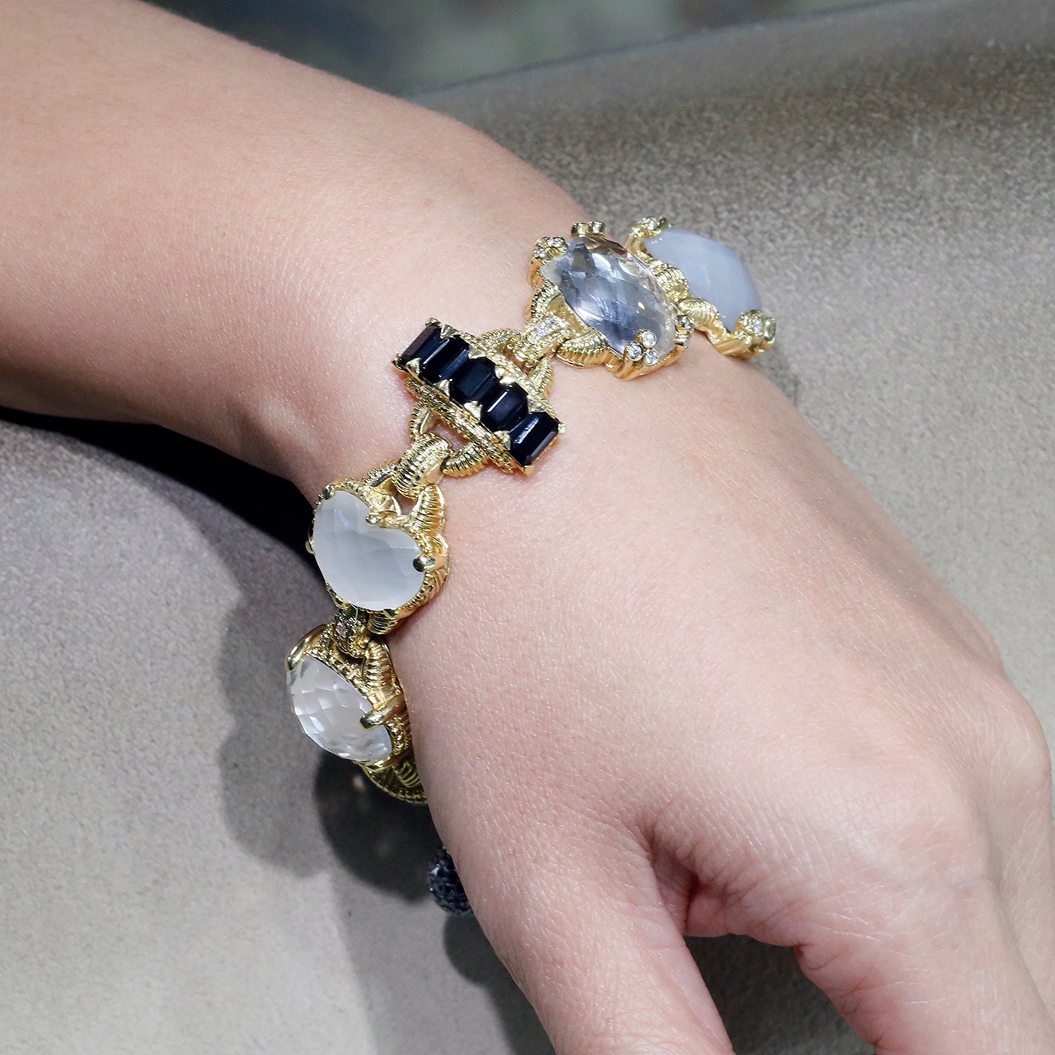 Once Upon A Diamond Necklace Yellow Gold Judith Ripka Ambrosia Bracelet 18K Yellow Gold with Diamonds & Gems