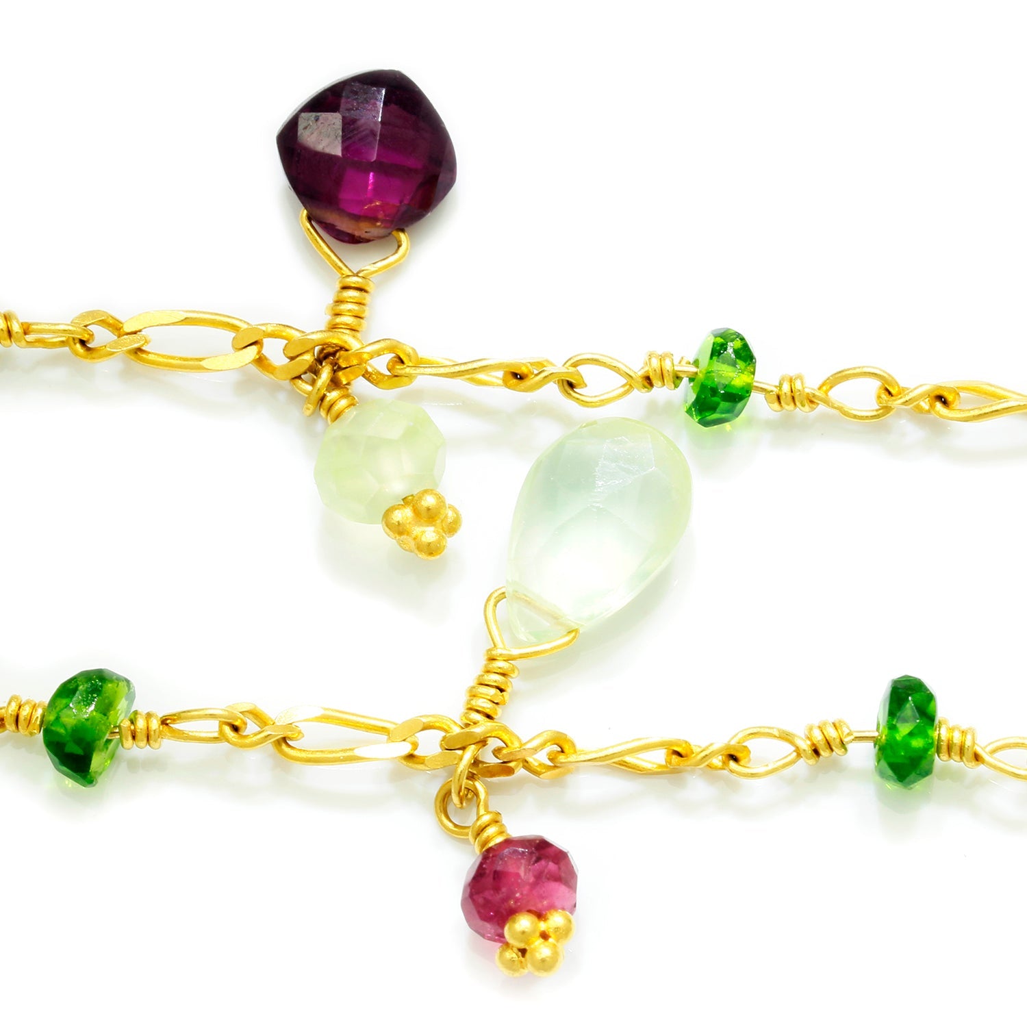 Once Upon A Diamond Necklace Yellow Gold Laura Gibson Multi-Gemstone 22Kt Yellow Gold Necklace 39.5"