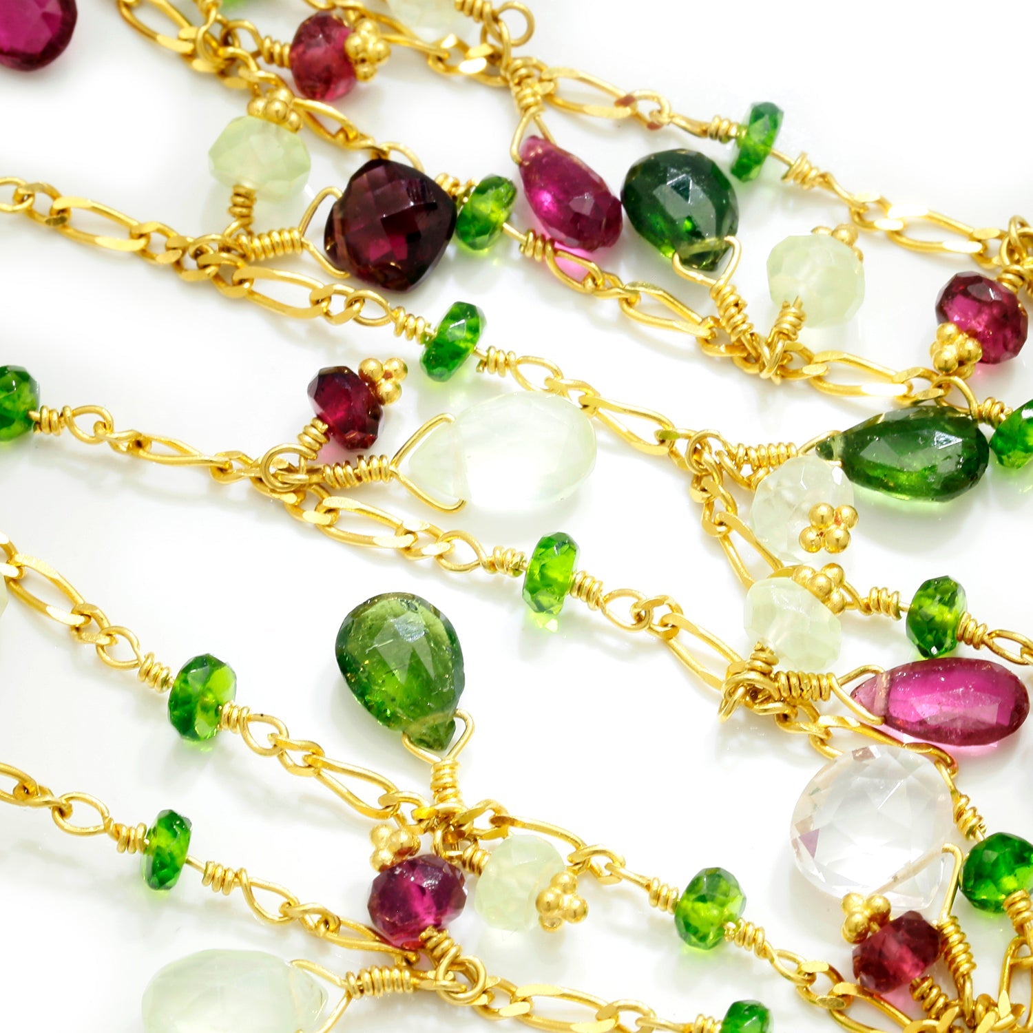 Once Upon A Diamond Necklace Yellow Gold Laura Gibson Multi-Gemstone 22Kt Yellow Gold Necklace 39.5"