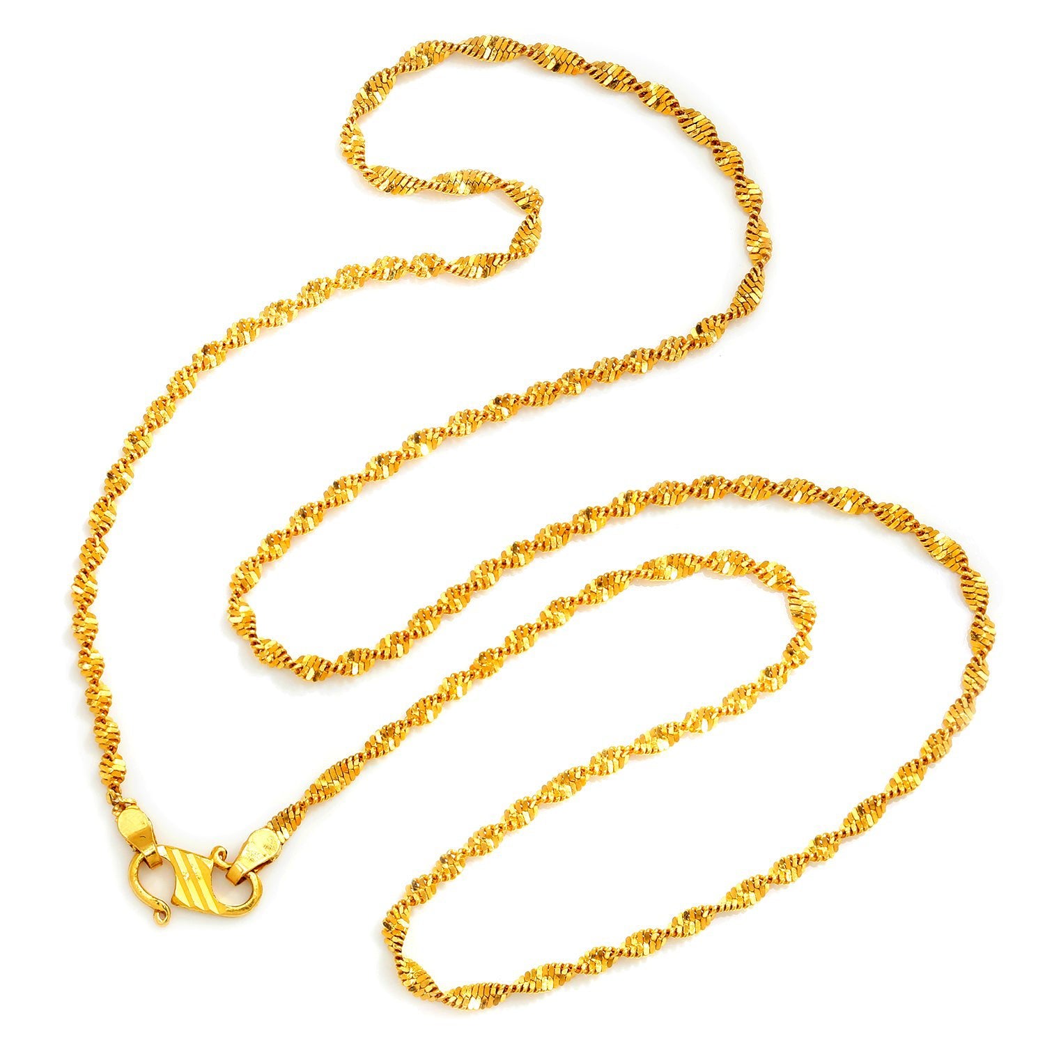 Once Upon A Diamond Necklace Yellow Gold Solid 22Kt Yellow Gold Twist Chain 18.5" 2.25mm