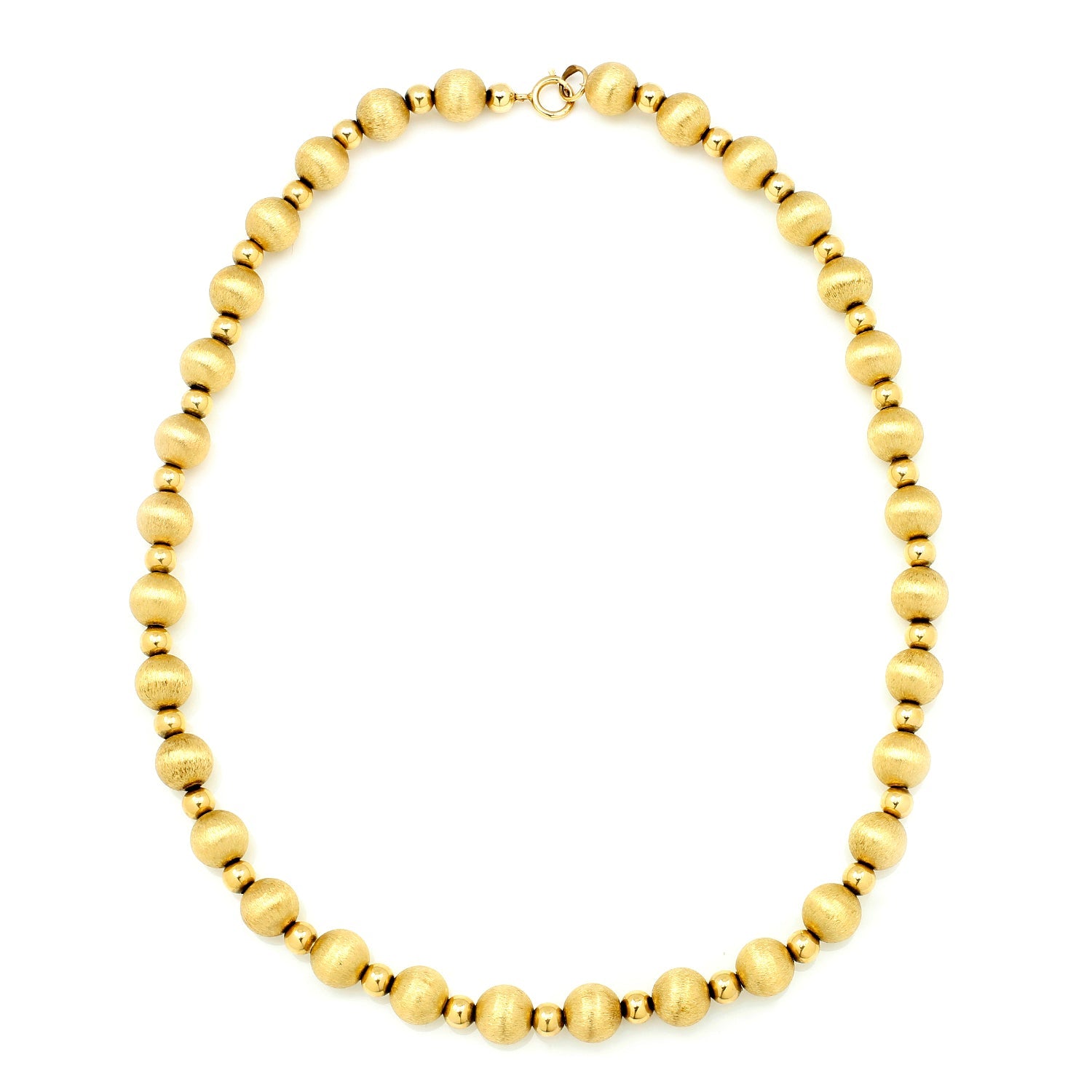 Once Upon A Diamond Necklace Yellow Gold Vintage Textured Gold Bead Necklace 14K Yellow Gold 15" 8MM