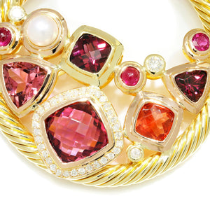 Once Upon A Diamond Pendant Necklace Rose & Yellow Gold David Yurman Mosaic Pendant Necklace 18K Gold with Diamonds & Gems