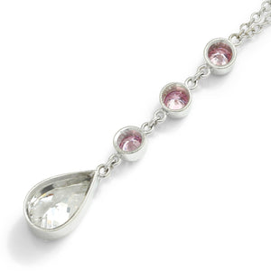 Once Upon A Diamond Pendant Necklace White Gold Pear Diamond Pendant Necklace with Pink Diamond Accents 18k White Gold