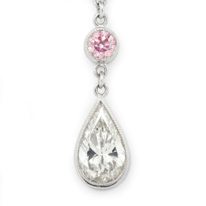 Once Upon A Diamond Pendant Necklace White Gold Pear Diamond Pendant Necklace with Pink Diamond Accents 18k White Gold