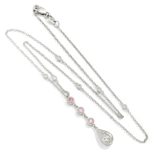 Once Upon A Diamond Pendant Necklace White Gold Pear Diamond Pendant Necklace with Pink Diamond Accents 18k White Gold