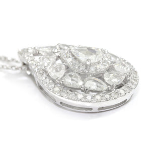 Once Upon A Diamond Pendant Necklace White Gold Tear Drop Rose Cut Diamond Pendant Necklace 14Kt White Gold 1.67ctw