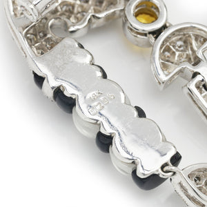 Once Upon A Diamond Pendant Necklace White Gold Vintage Yellow Sapphire & Diamond Pendant Necklace with Onyx & Crystal