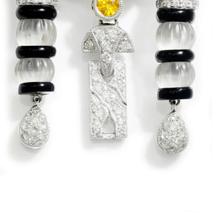 Once Upon A Diamond Pendant Necklace White Gold Vintage Yellow Sapphire & Diamond Pendant Necklace with Onyx & Crystal