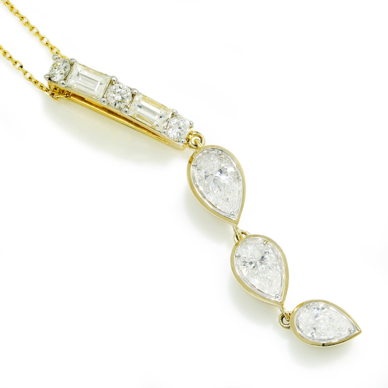 Once Upon A Diamond Pendant Necklace Yellow Gold 1.59ctw Dangle Drop Pear Diamond Pendant Necklace 14K Yellow Gold