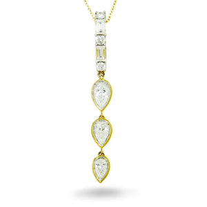 Once Upon A Diamond Pendant Necklace Yellow Gold 1.59ctw Dangle Drop Pear Diamond Pendant Necklace 14K Yellow Gold