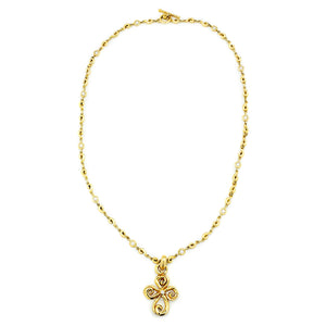 Once Upon A Diamond Pendant Necklace Yellow Gold Erica Courtney Diamond Crucifix Pendant Station Necklace 18K Gold