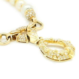 Once Upon A Diamond Pendant Necklace Yellow Gold Long Pearl Diamond Pendant Necklace 18K Yellow Gold 22"