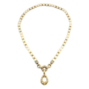 Once Upon A Diamond Pendant Necklace Yellow Gold Long Pearl Diamond Pendant Necklace 18K Yellow Gold 22"