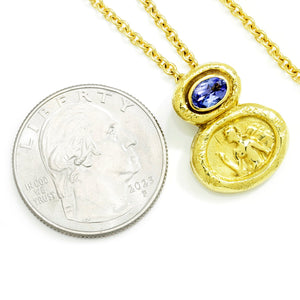 Once Upon A Diamond Pendant Necklace Yellow Gold SeidenGang Angel Pendant Necklace with Tanzanite 18K Yellow Gold