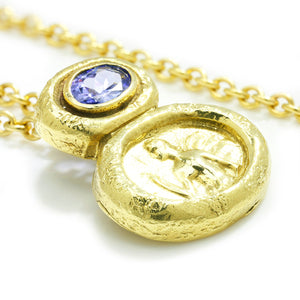 Once Upon A Diamond Pendant Necklace Yellow Gold SeidenGang Angel Pendant Necklace with Tanzanite 18K Yellow Gold