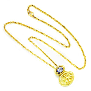 Once Upon A Diamond Pendant Necklace Yellow Gold SeidenGang Angel Pendant Necklace with Tanzanite 18K Yellow Gold