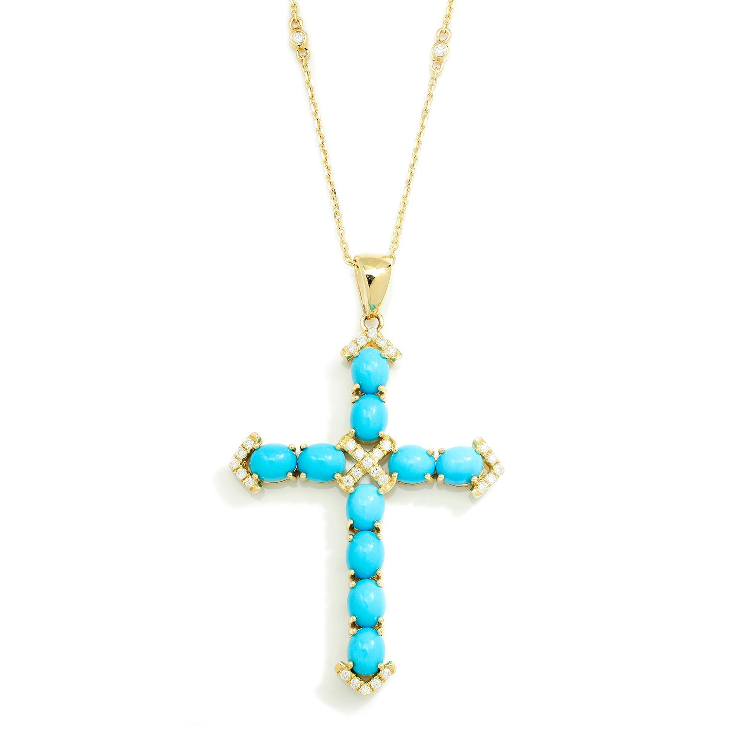Once Upon A Diamond Pendant Necklace Yellow Gold Turquoise Cross Crucifix Pendant Necklace with Diamonds Yellow Gold