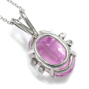 Once Upon A Diamond Pendant White Gold Oval Pink Spinel Pendant with Diamonds 14K White Gold 5.15ctw