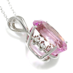 Once Upon A Diamond Pendant White Gold Oval Pink Spinel Pendant with Diamonds 14K White Gold 5.15ctw