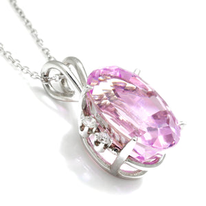 Once Upon A Diamond Pendant White Gold Oval Pink Spinel Pendant with Diamonds 14K White Gold 5.15ctw