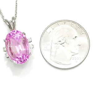 Once Upon A Diamond Pendant White Gold Oval Pink Spinel Pendant with Diamonds 14K White Gold 5.15ctw