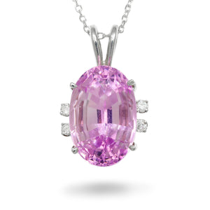 Once Upon A Diamond Pendant White Gold Oval Pink Spinel Pendant with Diamonds 14K White Gold 5.15ctw