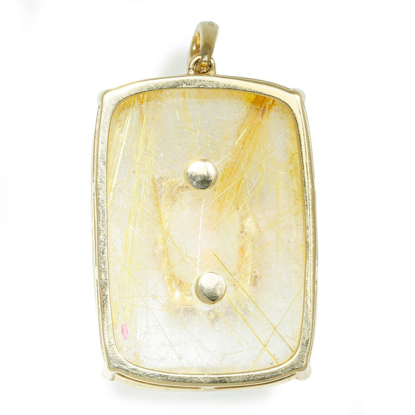 Citrine and Rutilated Quartz Pendant with Diamonds Yellow Gold - Image 2