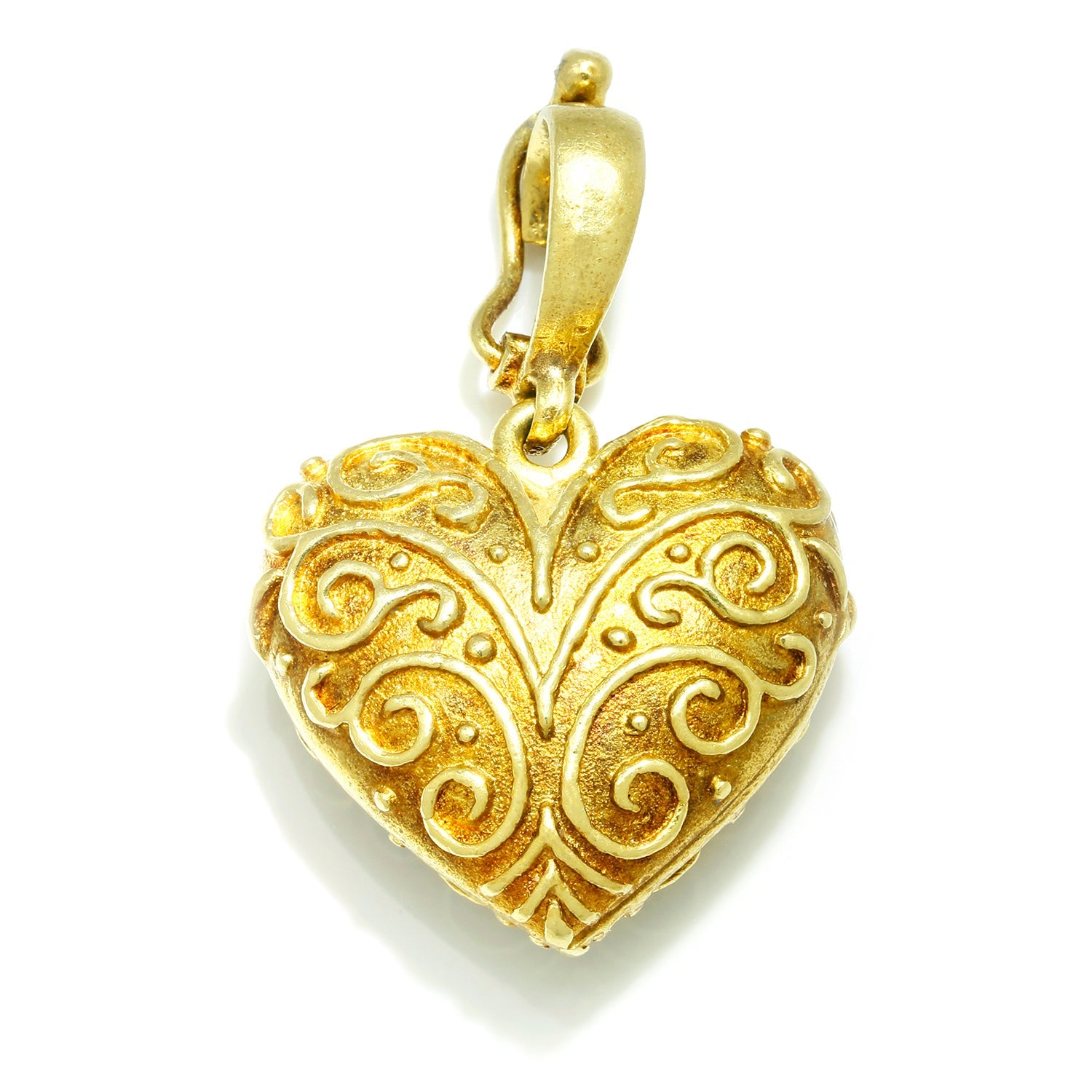Once Upon A Diamond Pendant Yellow Gold Cynthia Bach Medium Brocade Heart Charm 18K Yellow Gold