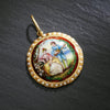 Once Upon A Diamond Pendant Yellow Gold & Enamel with Paint Antique Limoges French Lover Portrait with Pearls & Diamonds in Gold