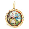 Once Upon A Diamond Pendant Yellow Gold & Enamel with Paint Antique Limoges French Lover Portrait with Pearls & Diamonds in Gold