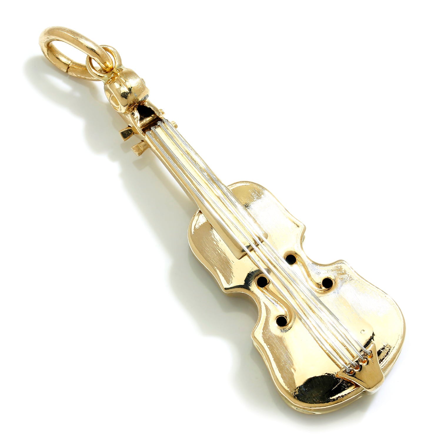 Once Upon A Diamond Pendant Yellow Gold & Platinum Guitar Pendant in 14Kt Yellow Gold with Platinum Strings