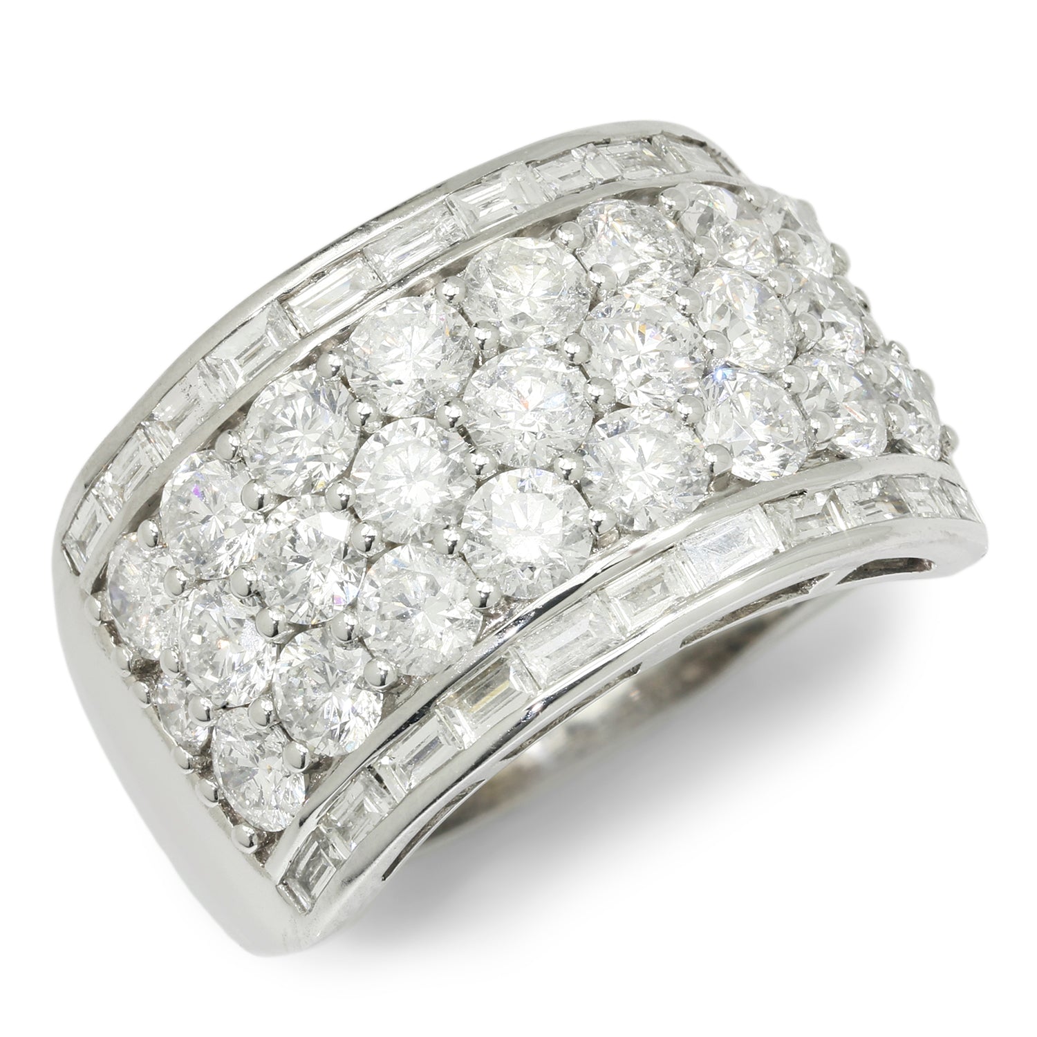 Once Upon A Diamond Ring White Gold 3.93ctw Round Diamond Cluster Band with Accents 14K White Gold