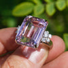 Once Upon A Diamond Ring White Gold GIA Certified 33.15CT Pink Kunzite Ring with Diamonds White Gold