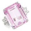 Once Upon A Diamond Ring White Gold GIA Certified 33.15CT Pink Kunzite Ring with Diamonds White Gold