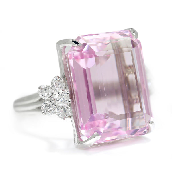 GIA Certified 33.15CT Pink Kunzite Ring with Diamonds White Gold - Image 3