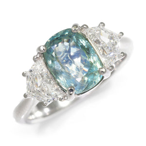 Once Upon A Diamond Ring White Gold GIA Certified Alexandrite 3-Stone Ring with Diamonds 18K 3.77ctw