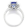 Once Upon A Diamond Ring White Gold GIA Certified Blue Sapphire Halo Ring with Diamonds 18K White Gold