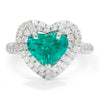 Once Upon A Diamond Ring White Gold GIA Certified Colombian Emerald Heart Ring with Diamonds 18K