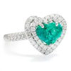 Once Upon A Diamond Ring White Gold GIA Certified Colombian Emerald Heart Ring with Diamonds 18K
