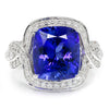 Once Upon A Diamond Ring White Gold GIA Certified Tanzanite Criss Cross Ring with Diamonds in White Gold